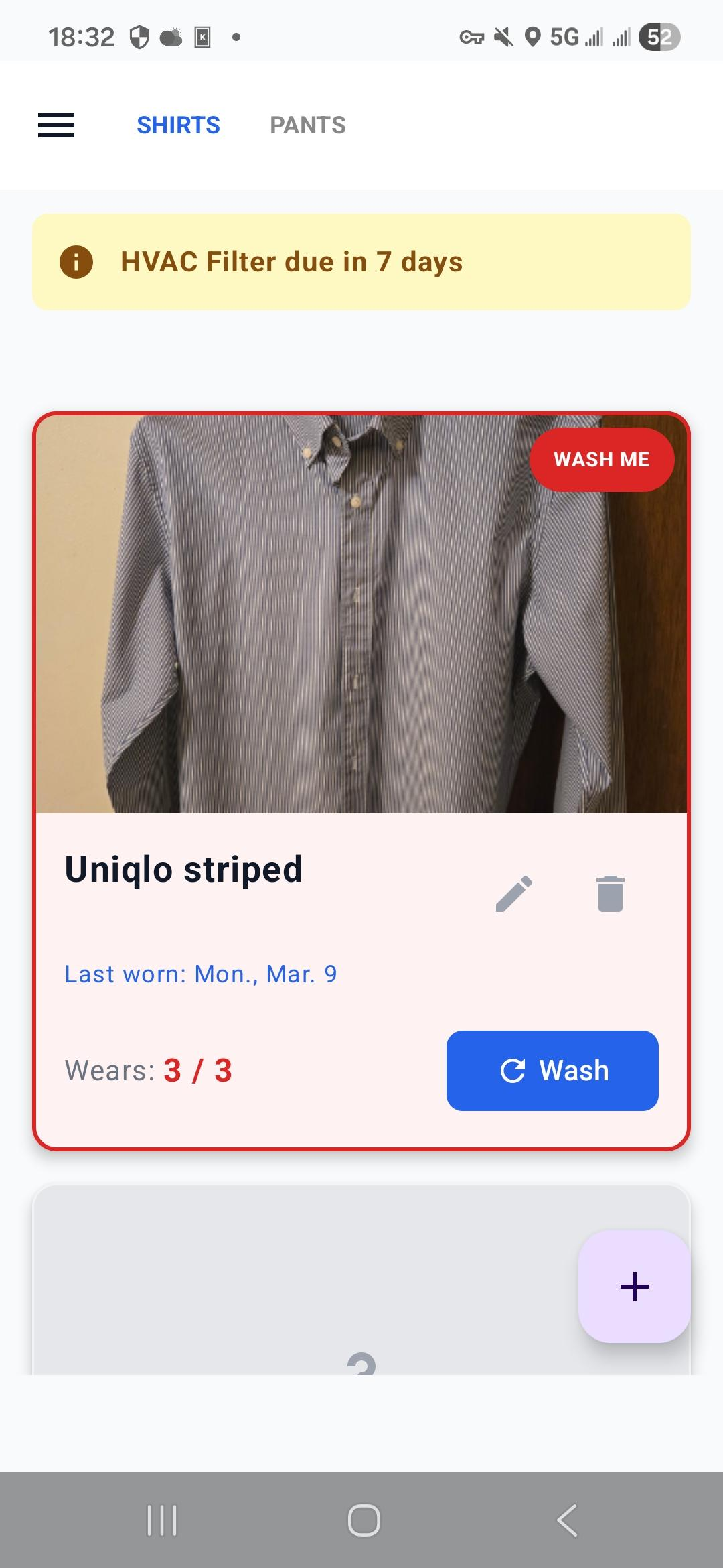 LifeCycle clothing wear tracking