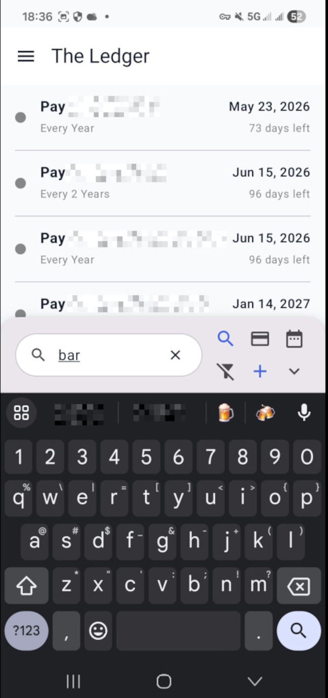 LifeCycle financial ledger interface